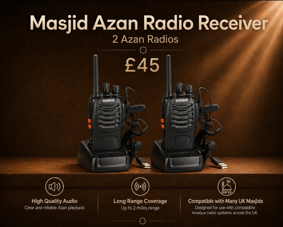 2x Portable Mosque Masjid Azan Adhan Radio Receivers – Pre-Programmed