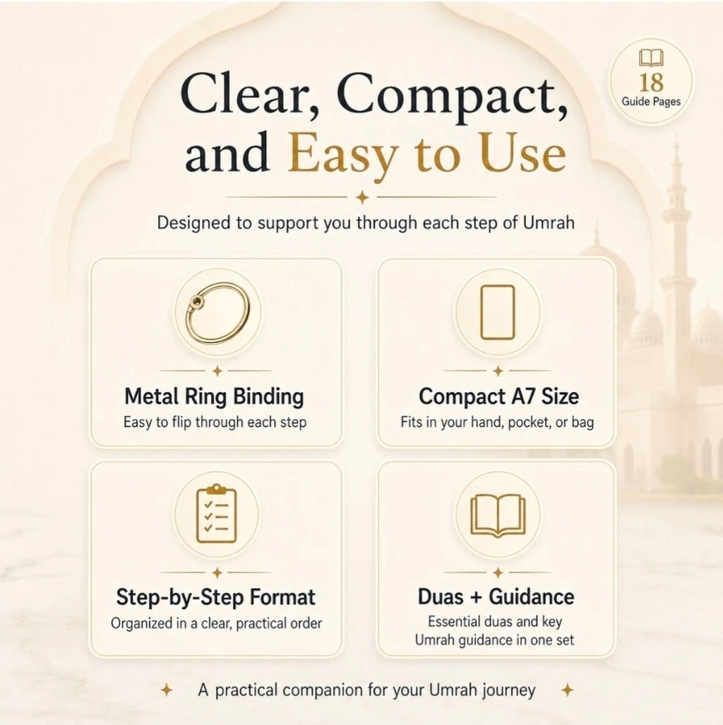 Umrah Dua Flashcards Step by Step Guide A7 Ring Bound Arabic English Pocket Set